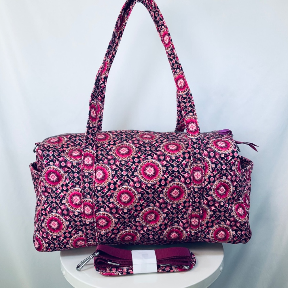 🌸Vera Bradley Medium Duffel Duffle Travel Bag Suitcase Spring Break - Picture 5 of 7